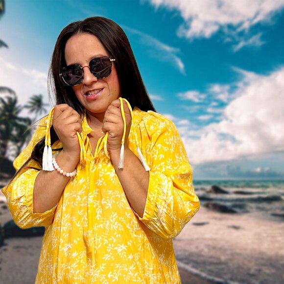 Natalie Martin Silk Mini Tunic Dress Floral Lightweight Pull-On Boho Cover-Up - Picture 4 of 11